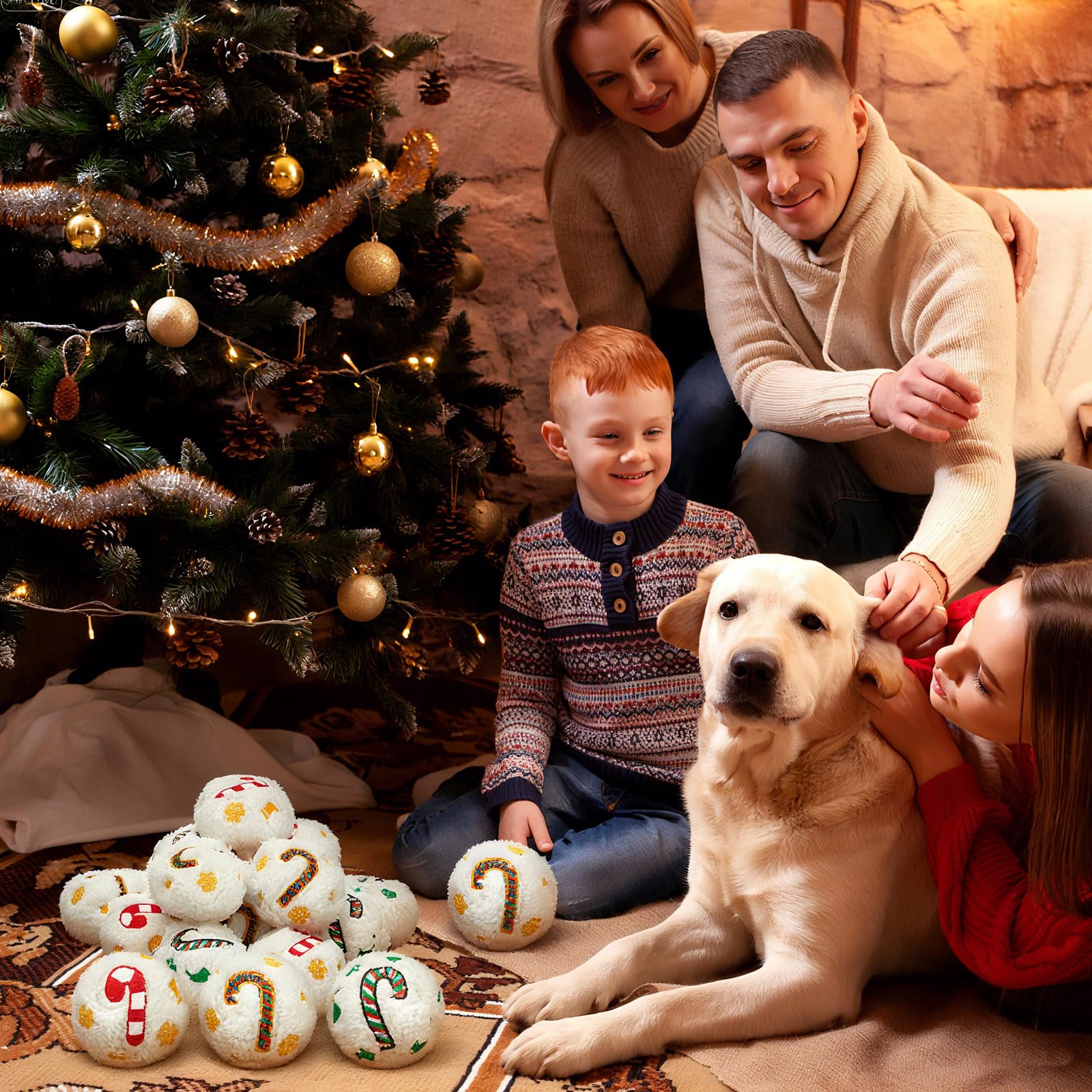 Syhood festive plush snowballs ideal as Christmas gifts for dog lovers.