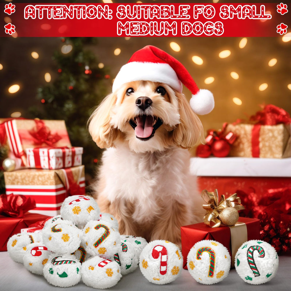 Syhood soft plush snowball dog toy candy cane design is safe and easy to clean.