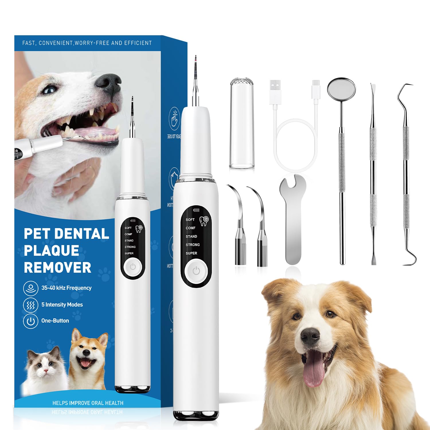 SylvanSparkKitchen dog plaque remover front view for at-home tartar control.