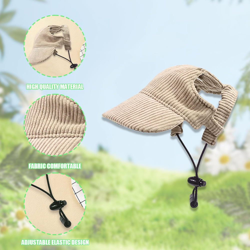Symphonyw Dog Baseball Cap corduroy texture close-up highlights soft, breathable material.