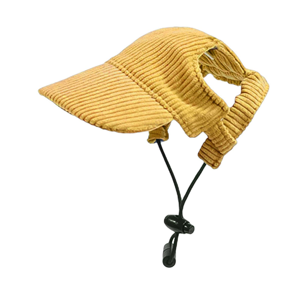 Symphonyw dog baseball cap front view in yellow offers shade and style for outdoor outings.