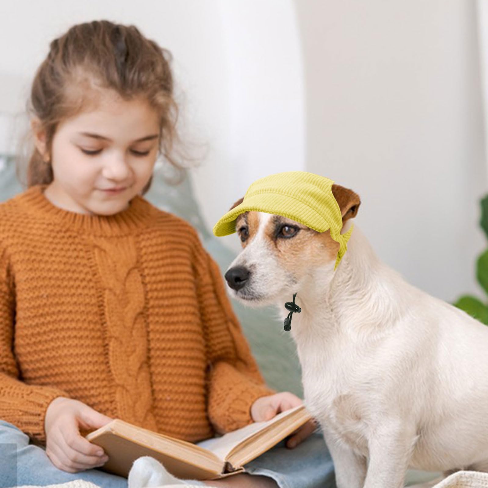 Symphonyw dog sun hat with ear holes closeup in corduroy, breathable daily wear