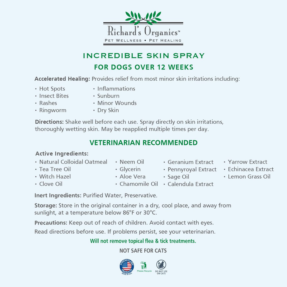Richard's Organics Incredible Skin Spray top application scene for pets