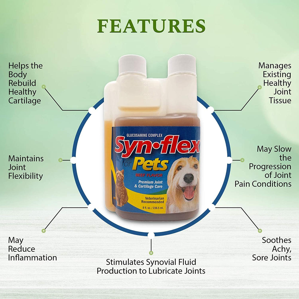 Synflex beef-flavor liquid mixing into pet food for easy administration