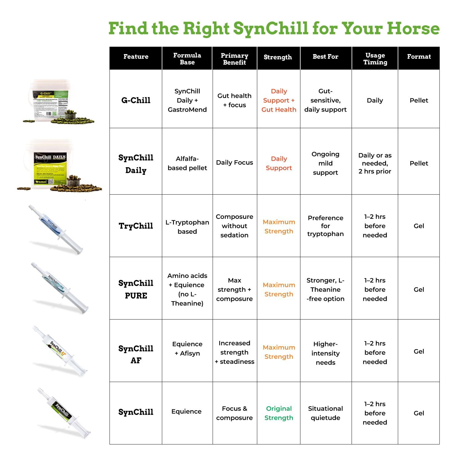 SynNutra Equine SynChill AF container-and-tube highlights convenient dosing on adventures.