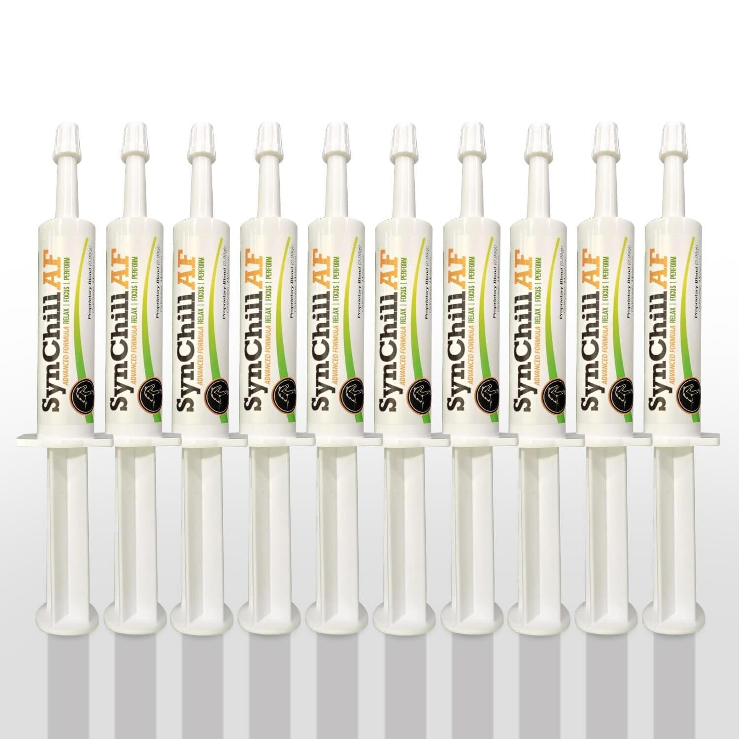 SynChill AF tube single-serve gel for horses supports calm focus during training