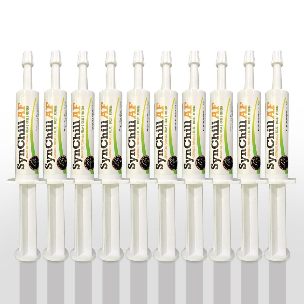 SynChill AF tube single-serve gel for horses supports calm focus during training