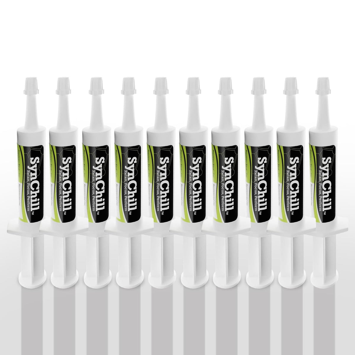 SynChill by SynNutra Equine: syringe dispense for quick, natural calm during training