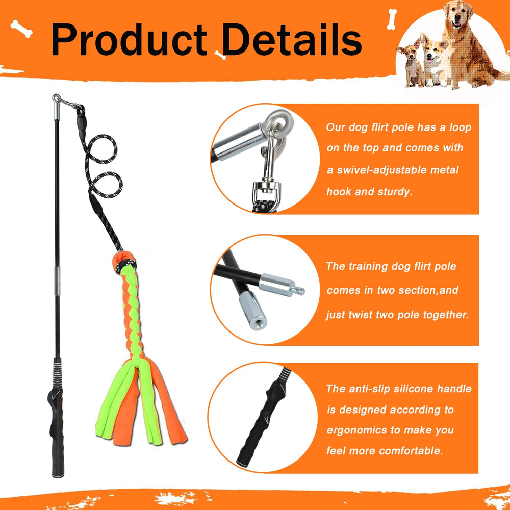 SYOOY Flirt Pole fleece rope lure with bright colors engages dogs during play.