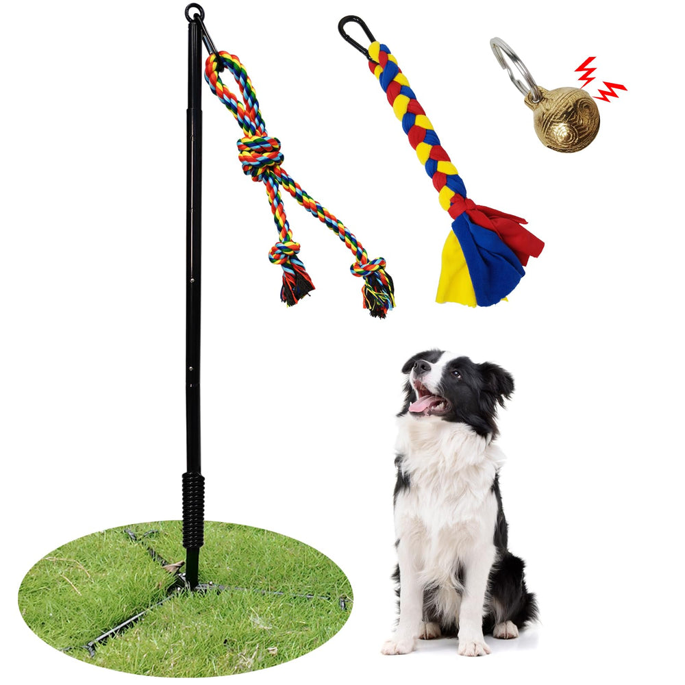 SYOOOY tether outdoor dog toy assembly in the yard for quick interactive setup.