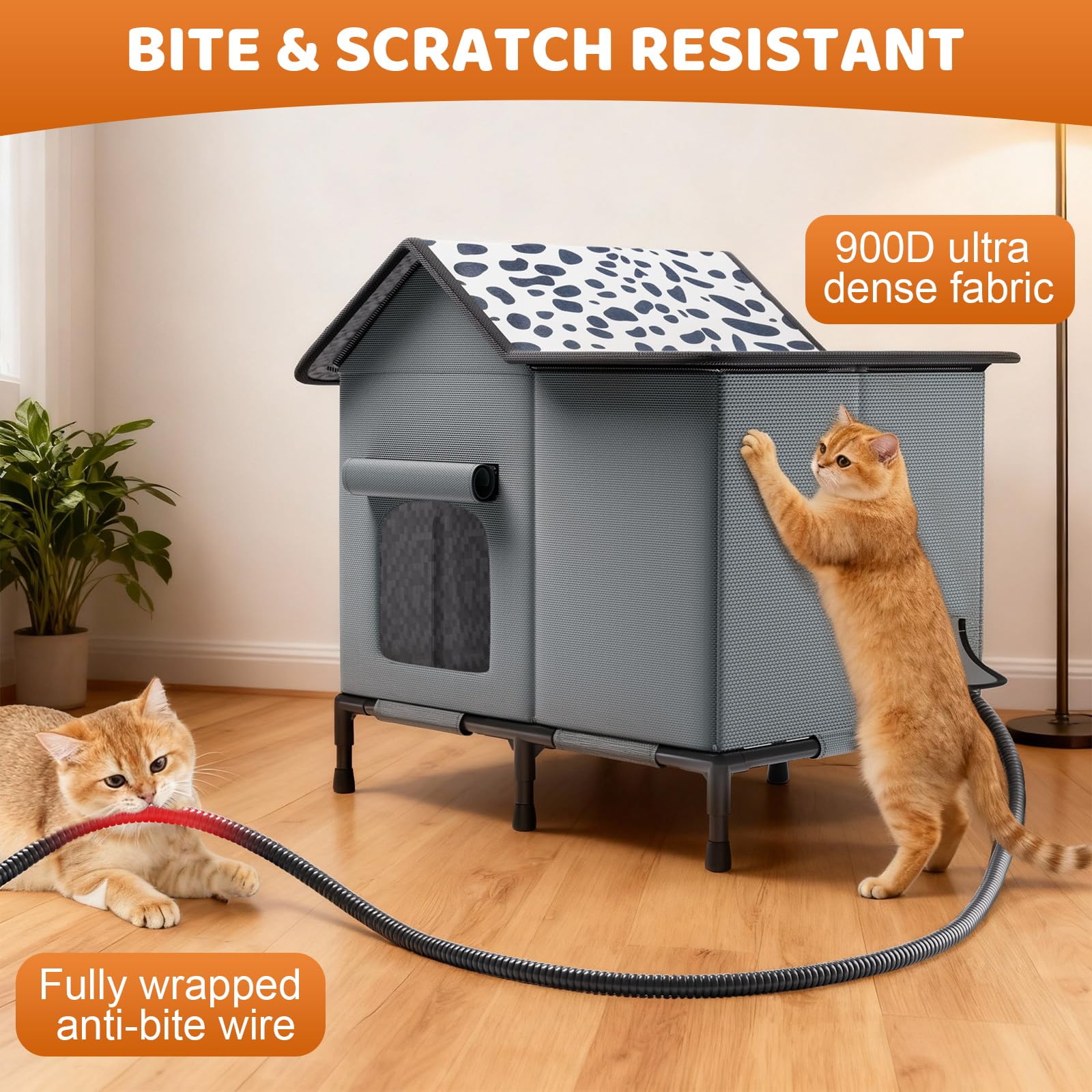 SYREMERS spacious interior supports multiple cats with roomy winter refuge.