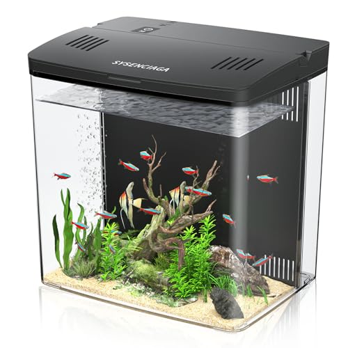SYSENCIAGA desktop-fish-tank one-point-two-gallon is a compact space-saving desk aquarium perfect for offices.