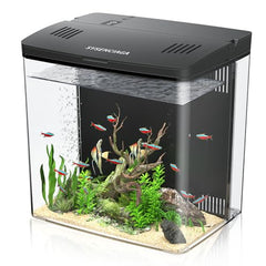 SYSENCIAGA desktop-fish-tank one-point-two-gallon is a compact space-saving desk aquarium perfect for offices.