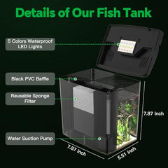 SYSENCIAGA five-color-led-light brightens the tank and highlights fish colors for inviting mood lighting.