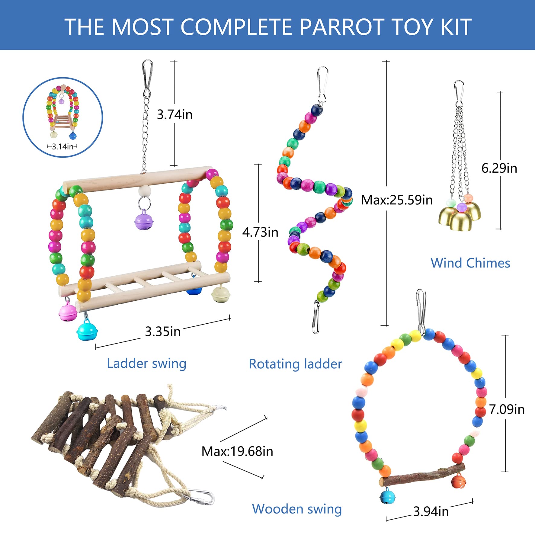 Sysmashing bird toys hanging variety image offers colorful rest and play.