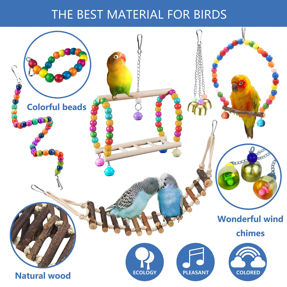 Sysmashing bird toys swing with bells image shows safe entertainment and stimulation.