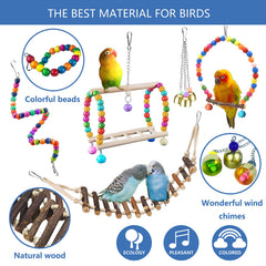 Sysmashing bird toys swing with bells image shows safe entertainment and stimulation.