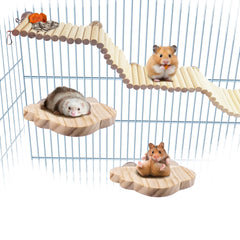 Sysmashing hamster suspension bridge toy main: flexible wood for climbing and enrichment.