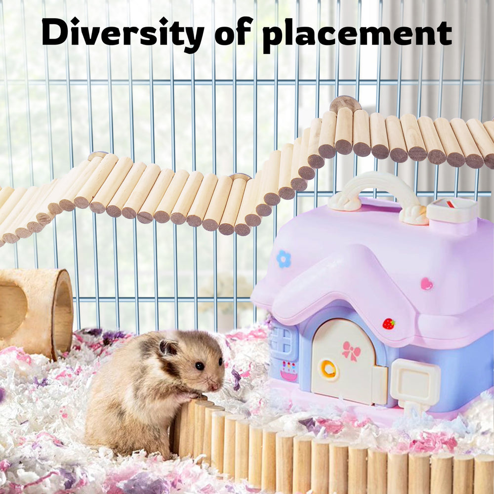 Sysmashing small animal cage bridge flexible wood: fits various cages for creative layouts.