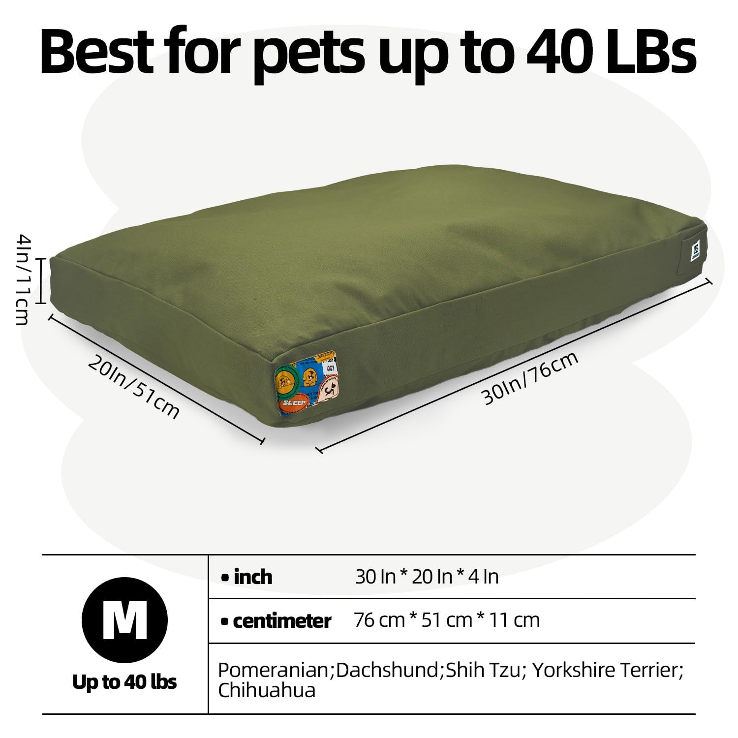 Sytopia 30in canvas bed in green complements indoor and outdoor spaces