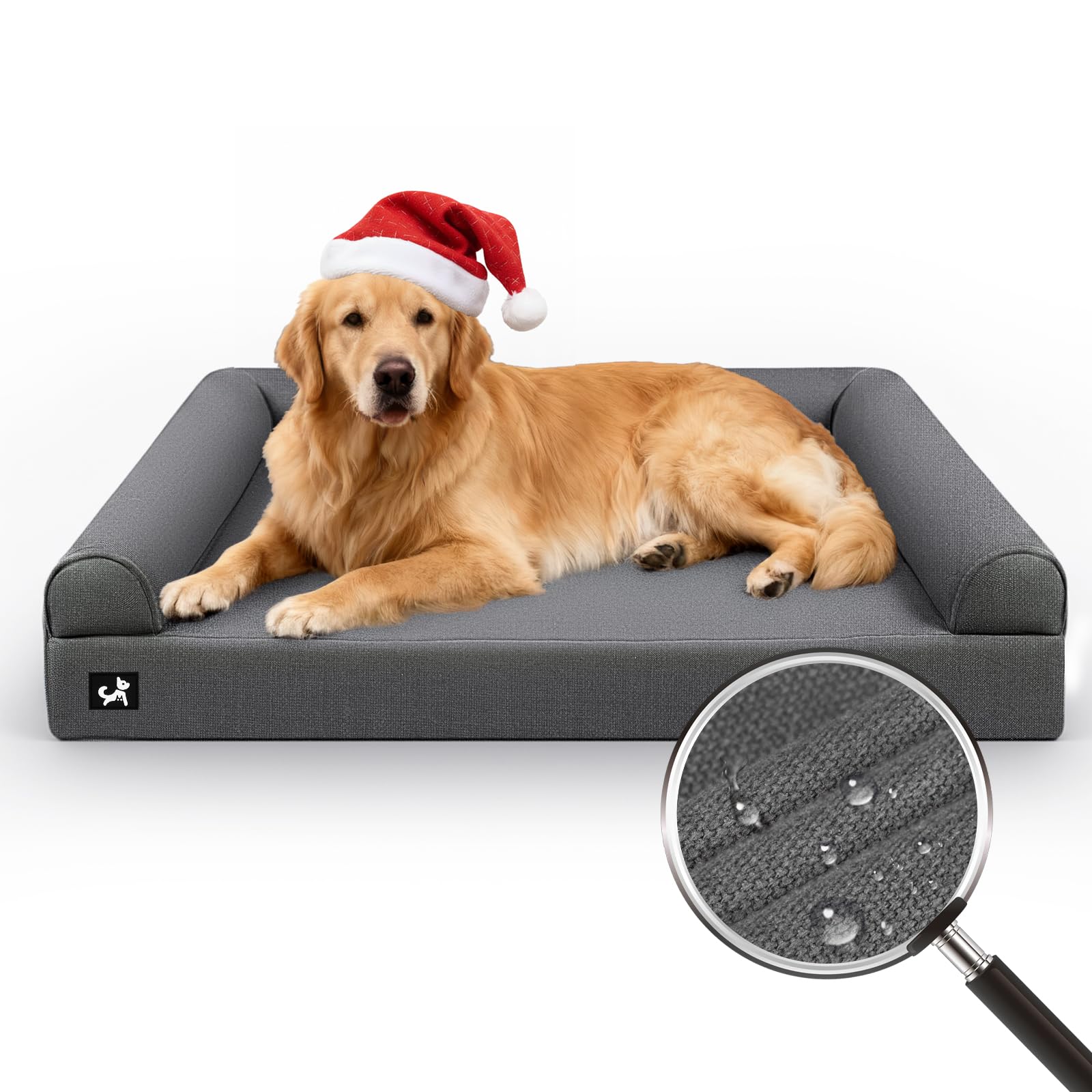 Sytopia 42in dog bed with orthopedic foam-core supports large dogs.