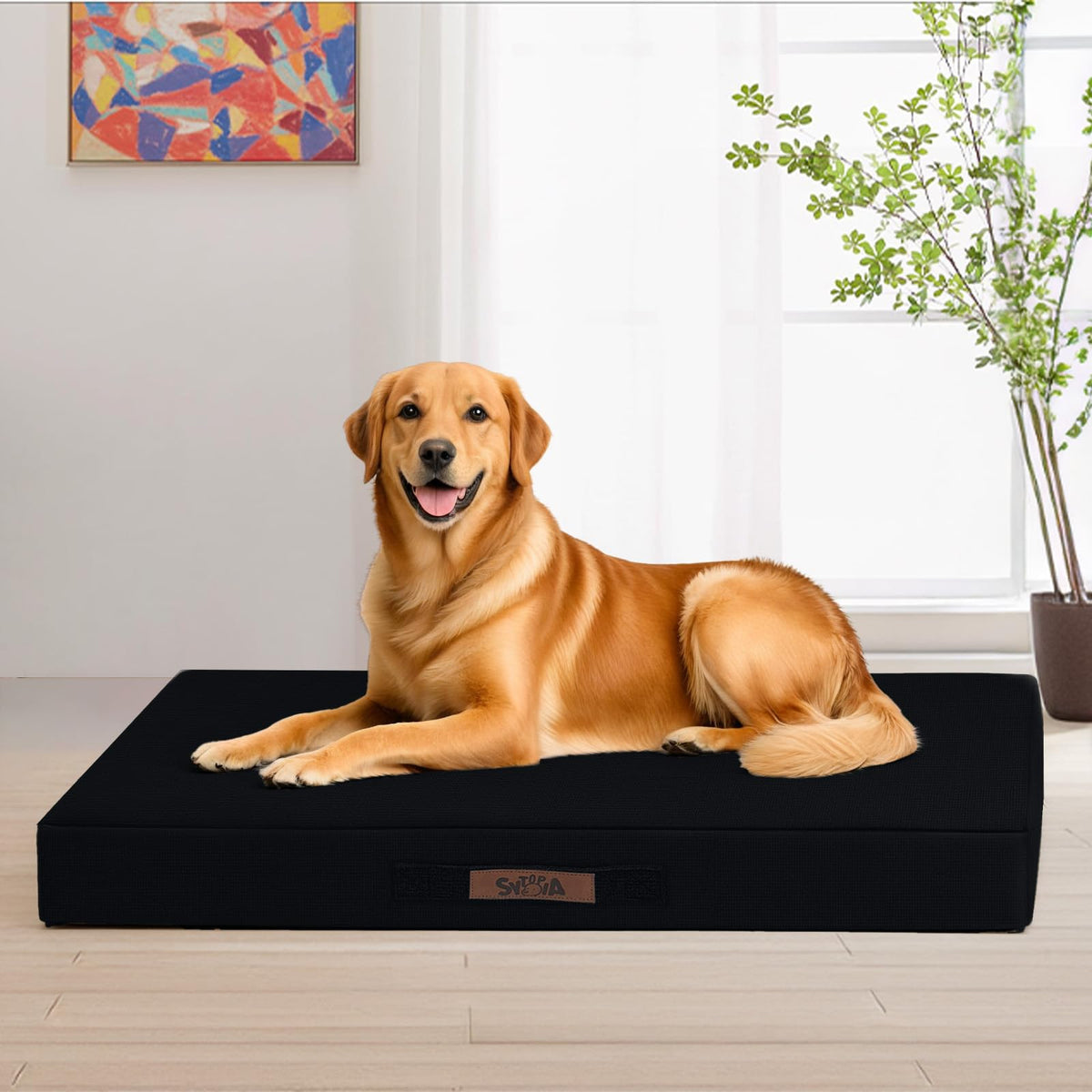 Sytopia 42XL indestructible dog bed top view shows plush comfort for large dogs during cozy naps