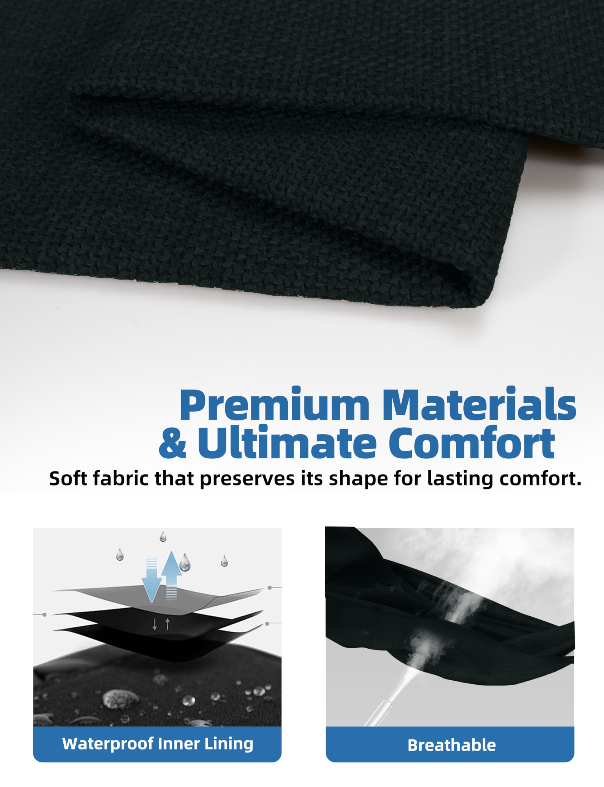Sytopia 42XL waterproof-cover detail shows splash-resistant layer for muddy paws and accidents