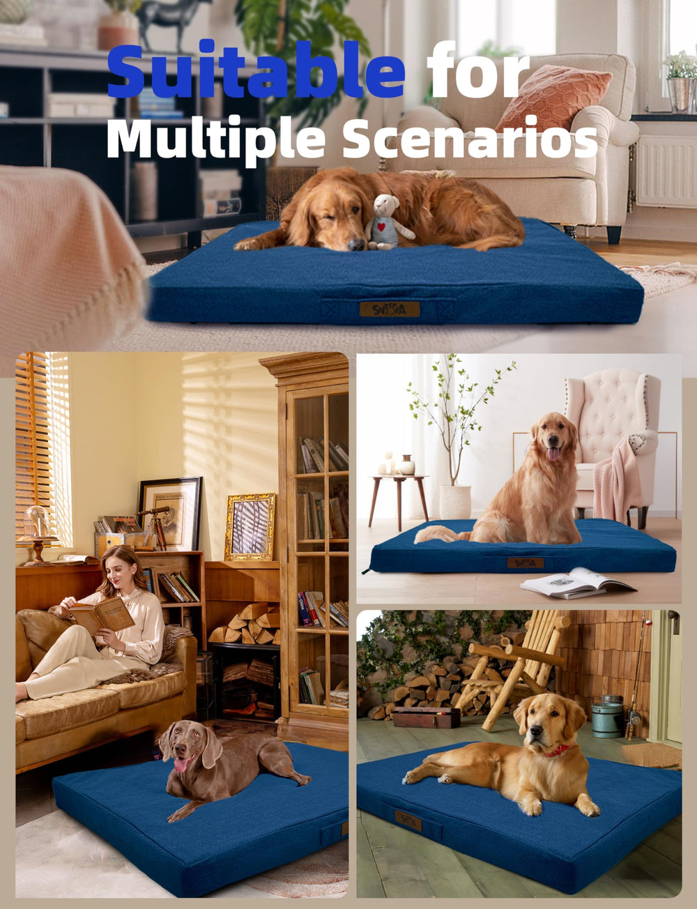 Sytopia 50-inch chew-proof bed dog-travel-car shows portable comfort on road trips