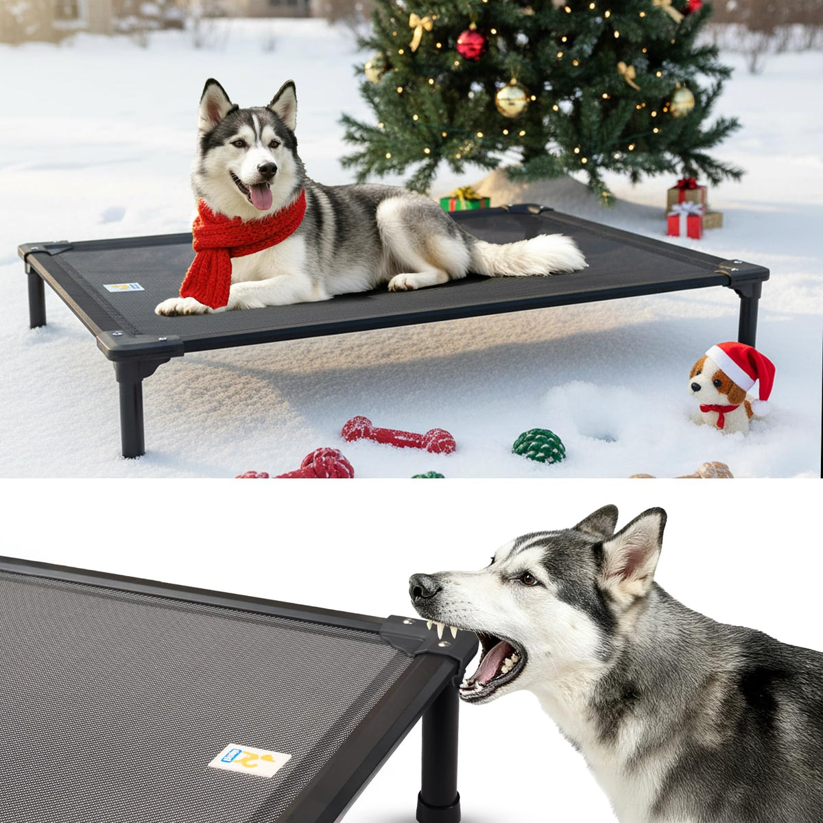 Sytopia chew-proof aluminum frame offers durable support for aggressive chewers.