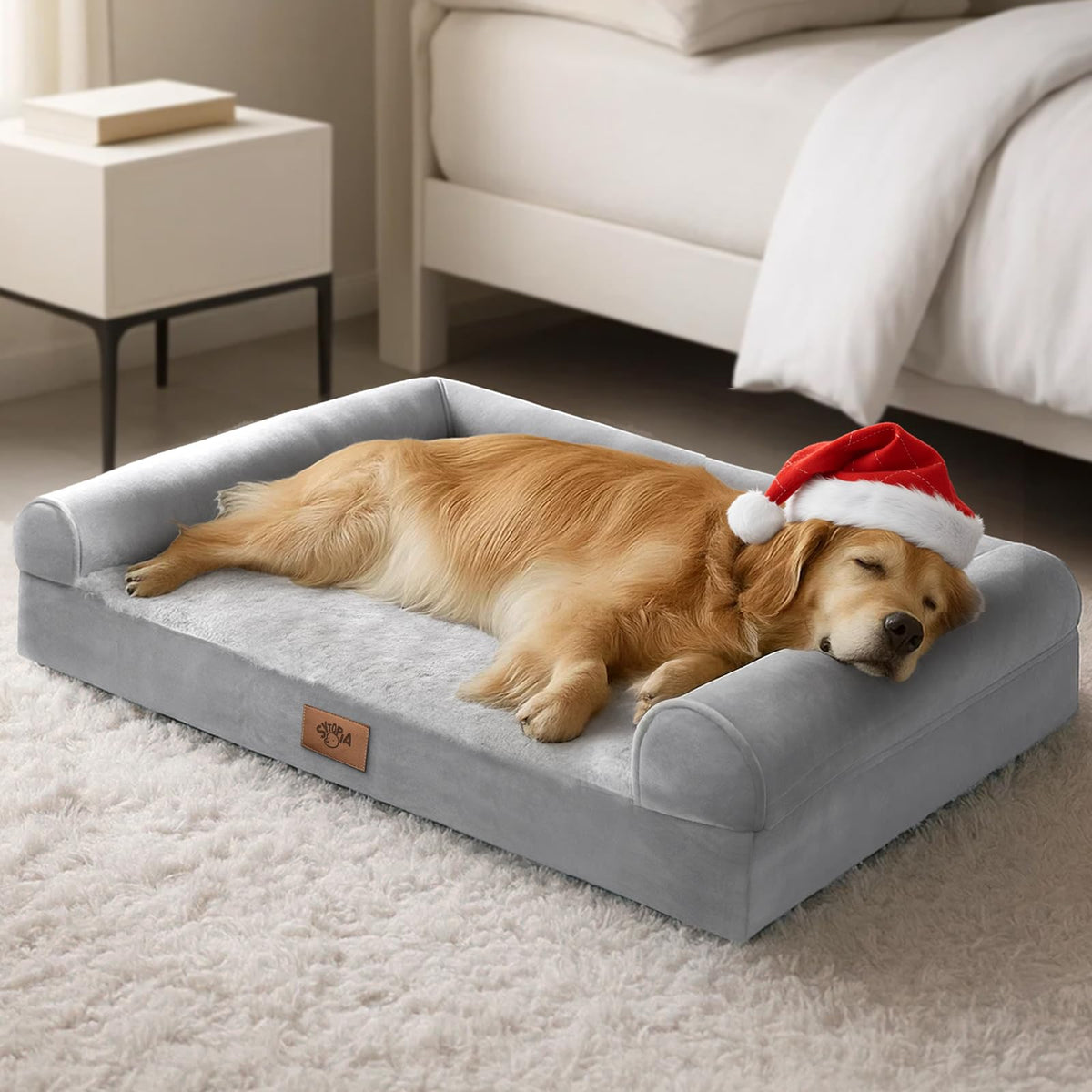 Sytopia chew-proof dog bed with 42-inch orthopedic design for large dogs