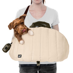 Sytopia dog bag carrier with detachable pouch for easy storage during outings and vet visits.