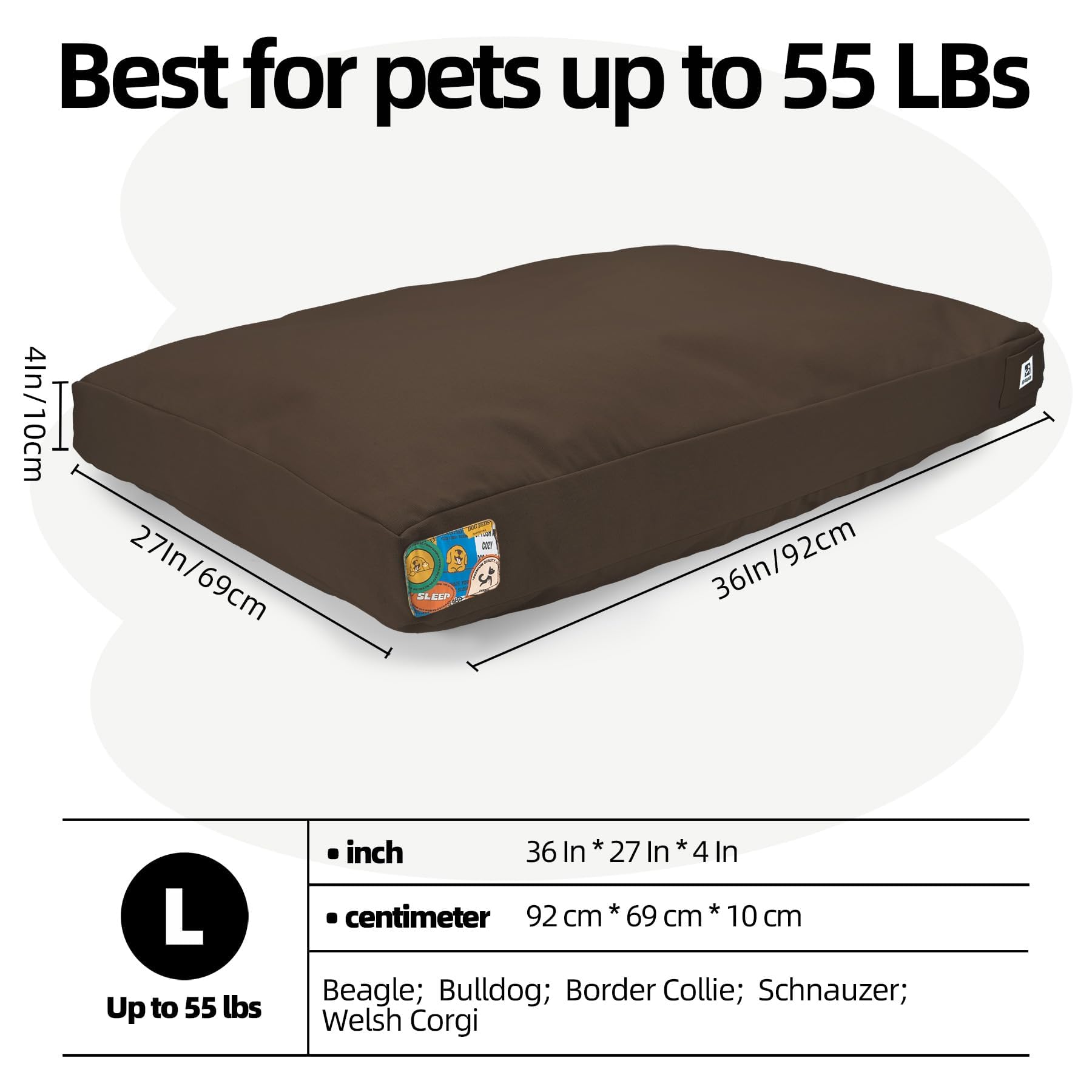 Sytopia L-size dog bed 36x27x4 for dogs up to 55 lbs.