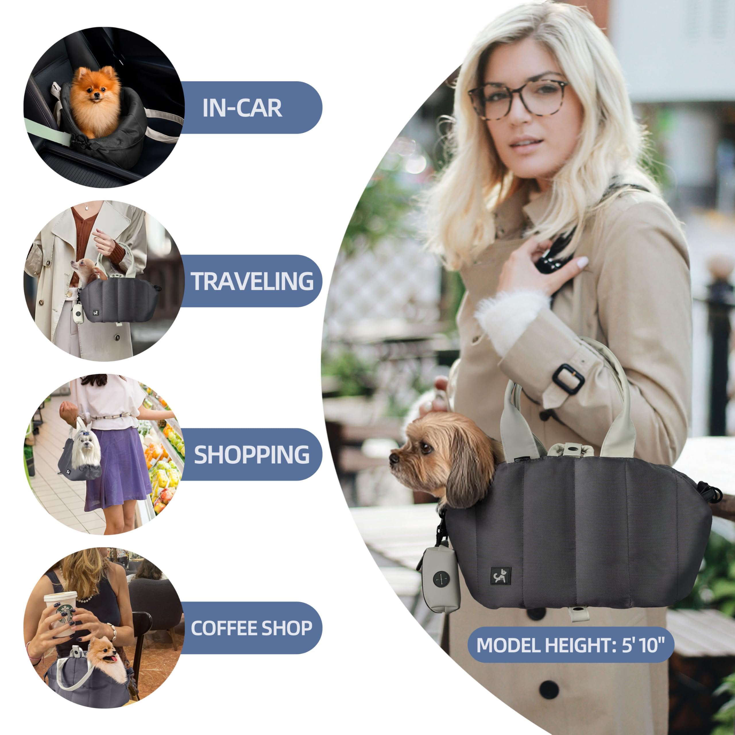 Sytopia dog carrier purse interior shows spacious space for small dogs up to 4 lbs