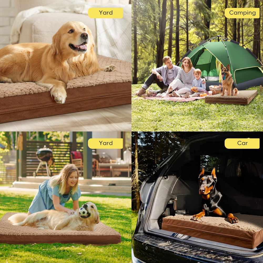 Sytopia Indestructible 42in dog bed crate-ready placement keeps pets comfy in crates.