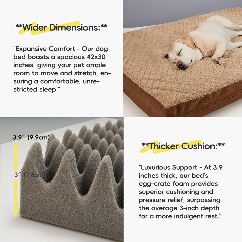 Sytopia Indestructible 42in dog bed easy-clean zipper for quick cover removal.