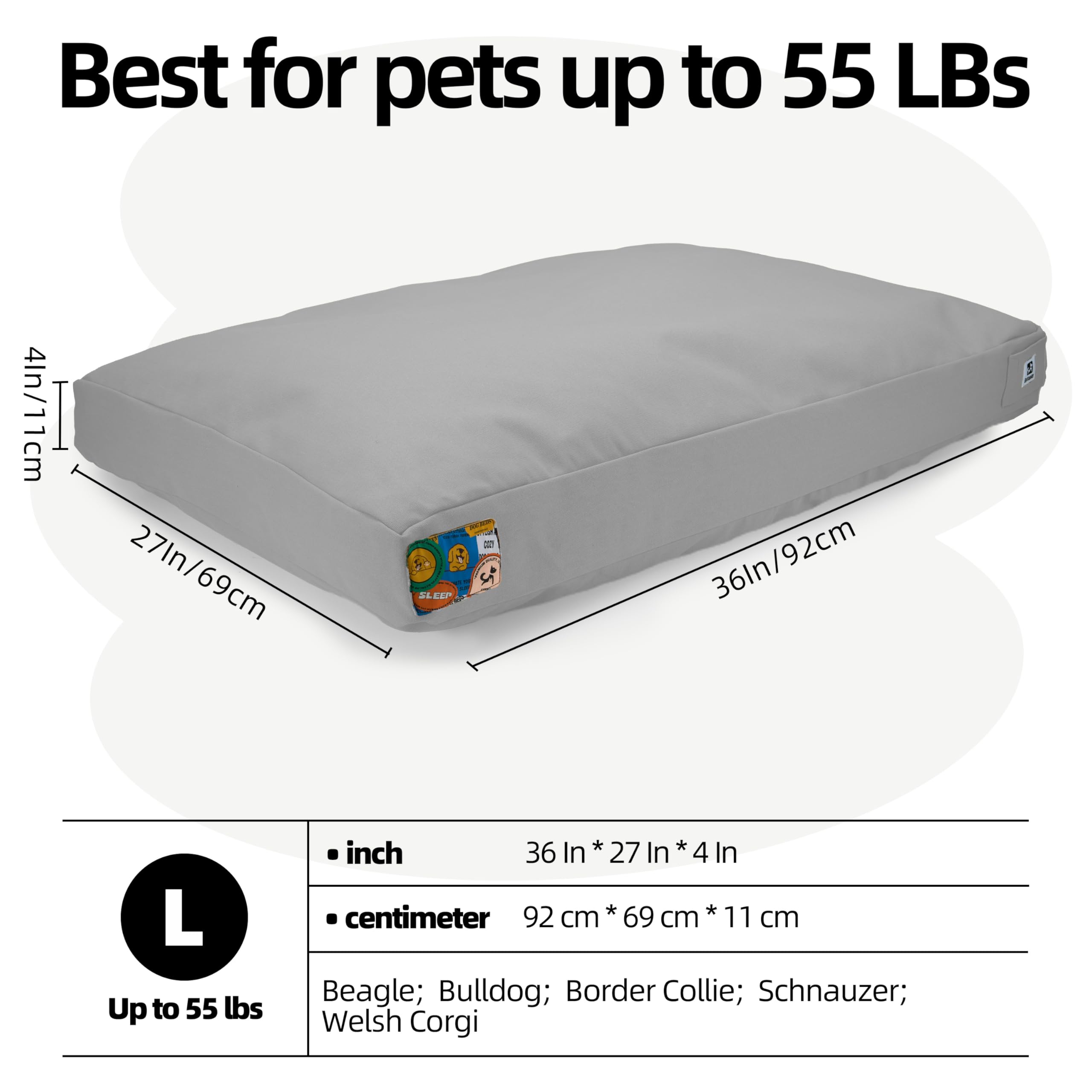 Sytopia outdoor canvas dog bed size-range shows adaptable fit for different breeds and spaces
