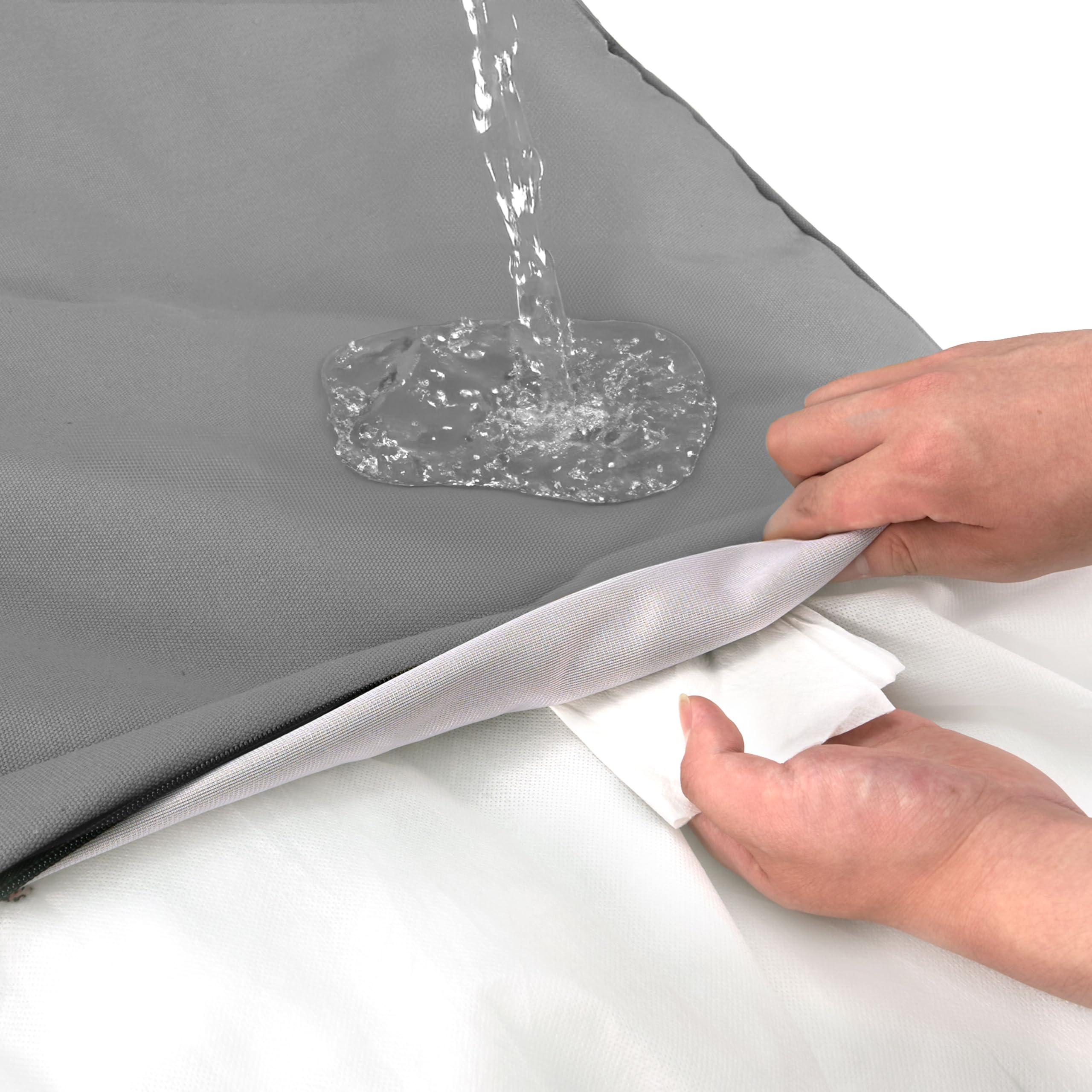 Sytopia outdoor canvas dog bed waterproof cover closeup highlights easy-clean durability