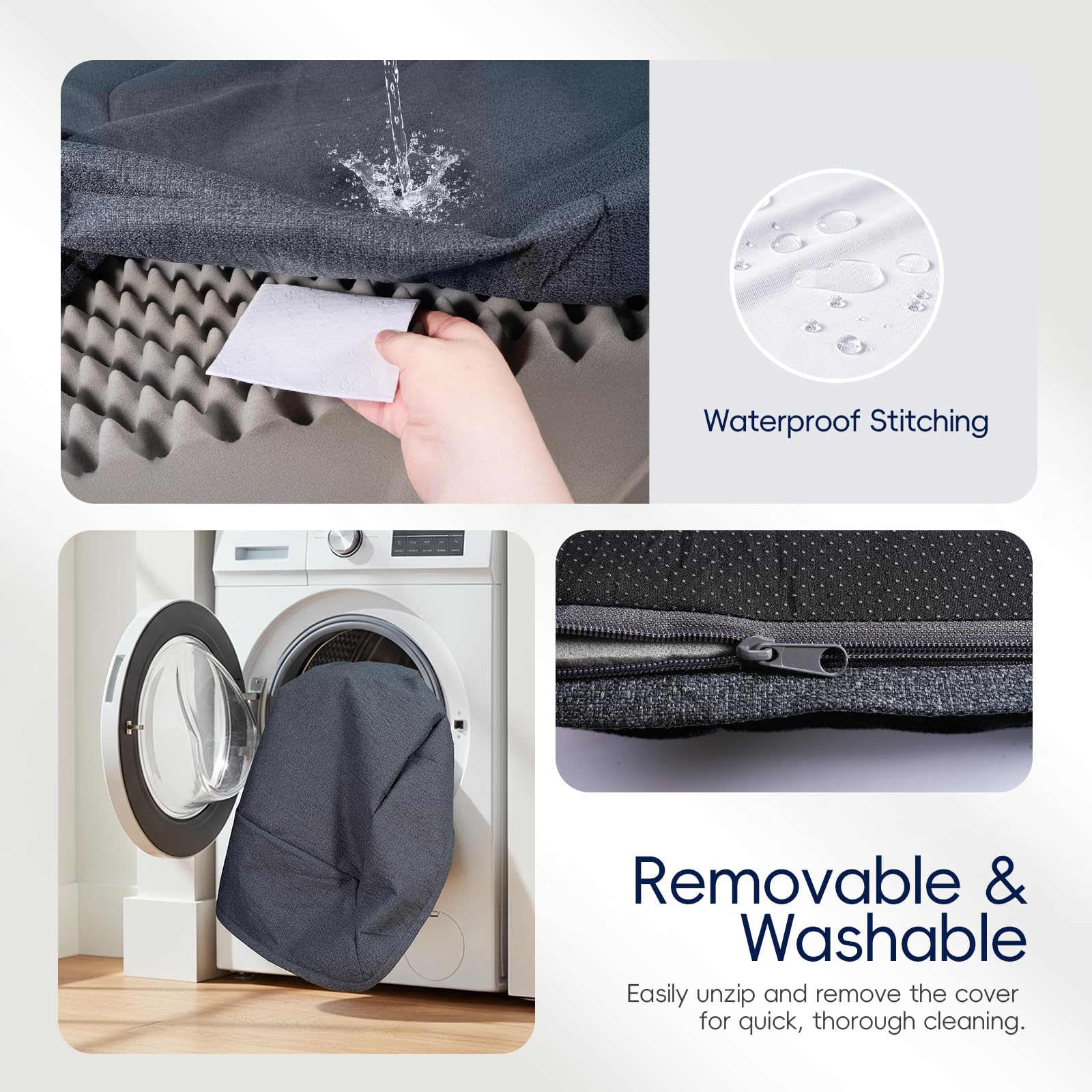 Sytopia removable machine-washable cover for easy cleaning.