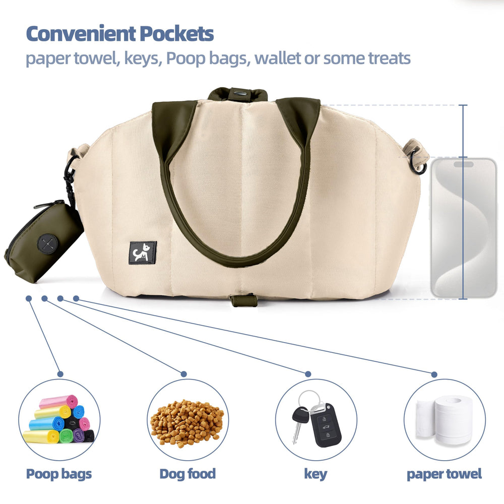 Sytopia small dog carrier purse detachable pouch offers quick storage and organization.