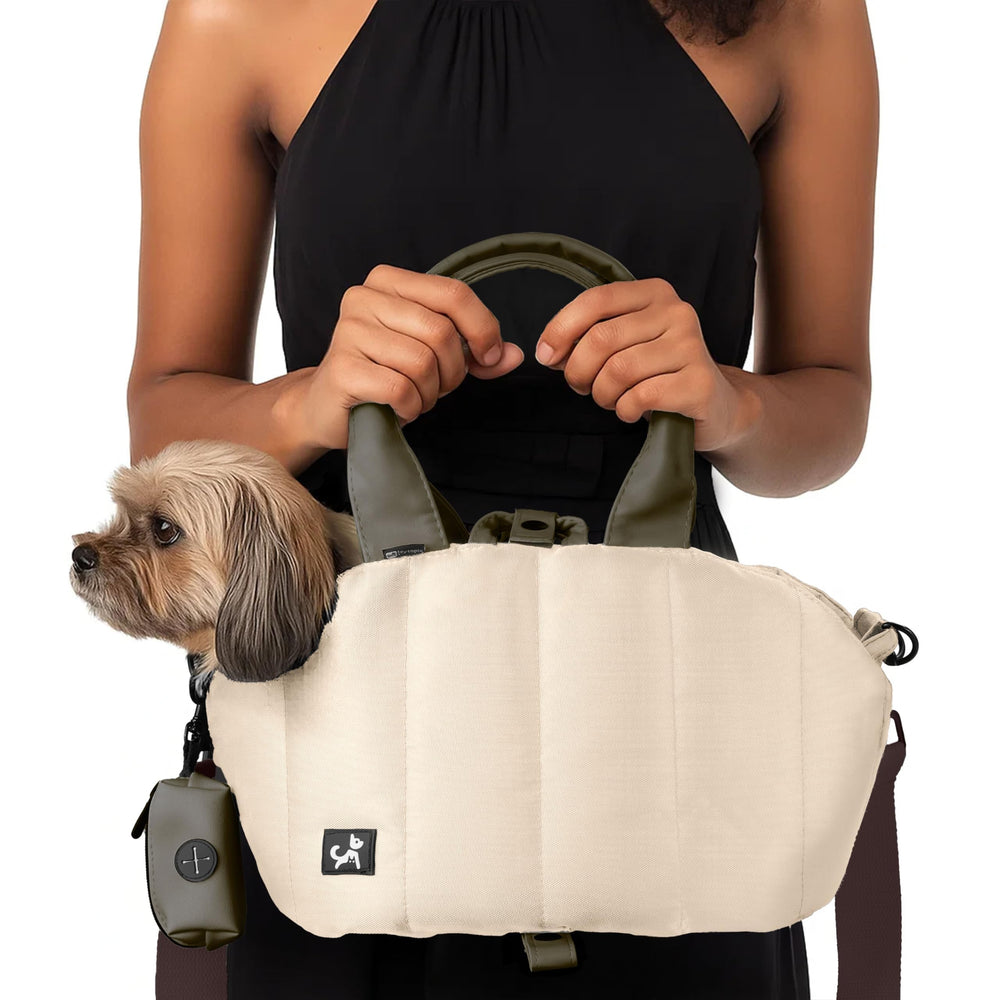 Sytopia small dog carrier purse front view shows compact everyday transport.