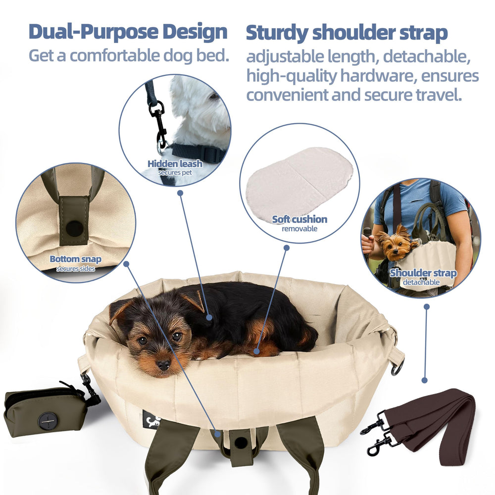 Sytopia small dog carrier purse open interior demonstrates roomy space for relaxation on trips.