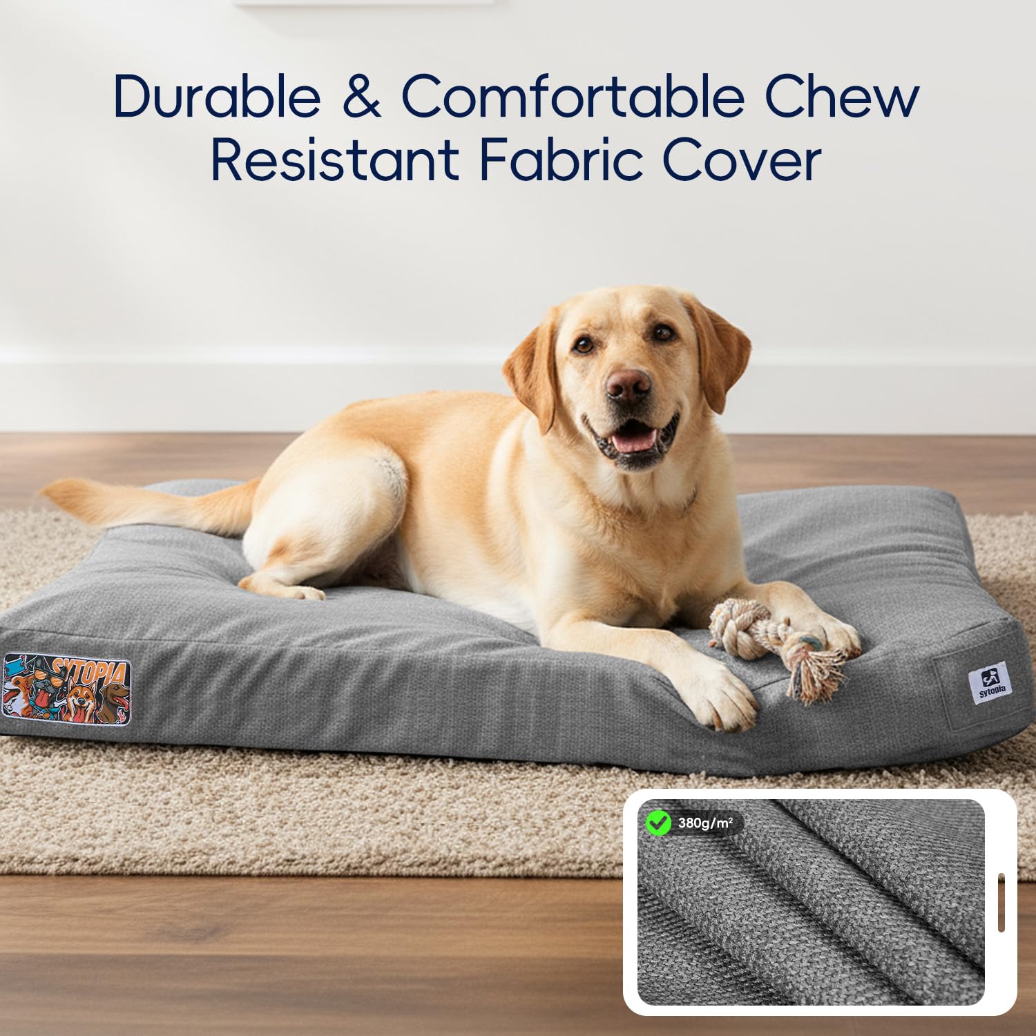 Sytopia waterproof dog bed outdoor use with easy-clean surface for active patios.