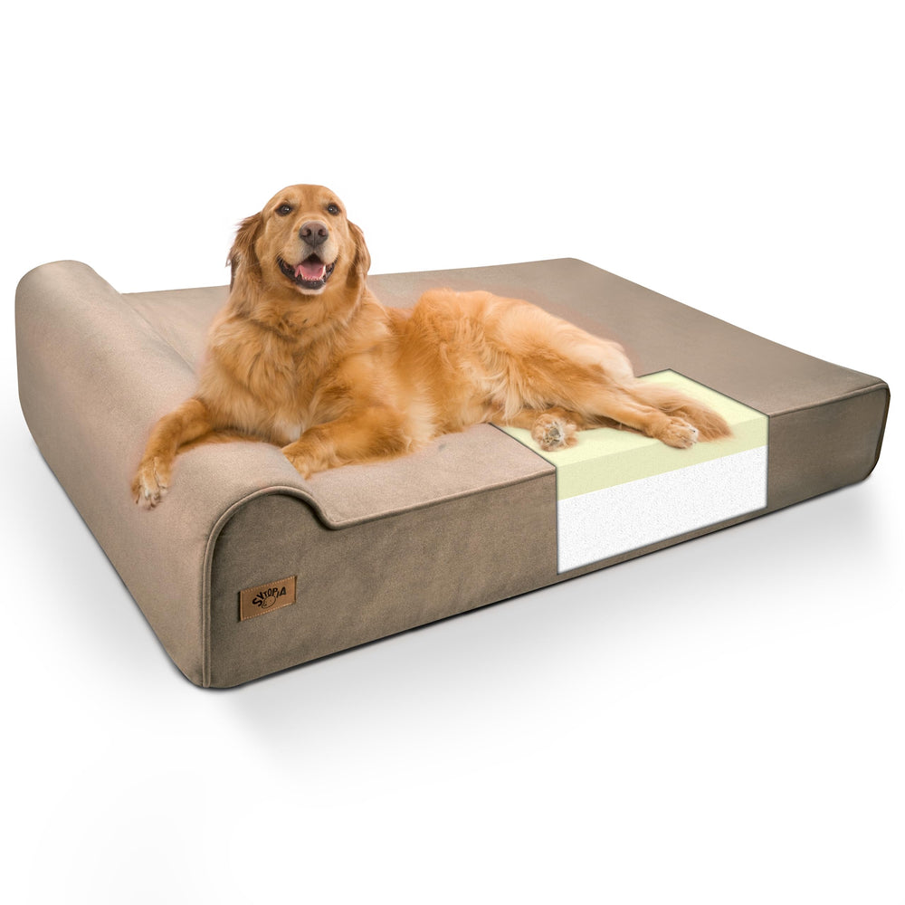 Sytopia XXL memory foam bed rear view highlights support for large dogs