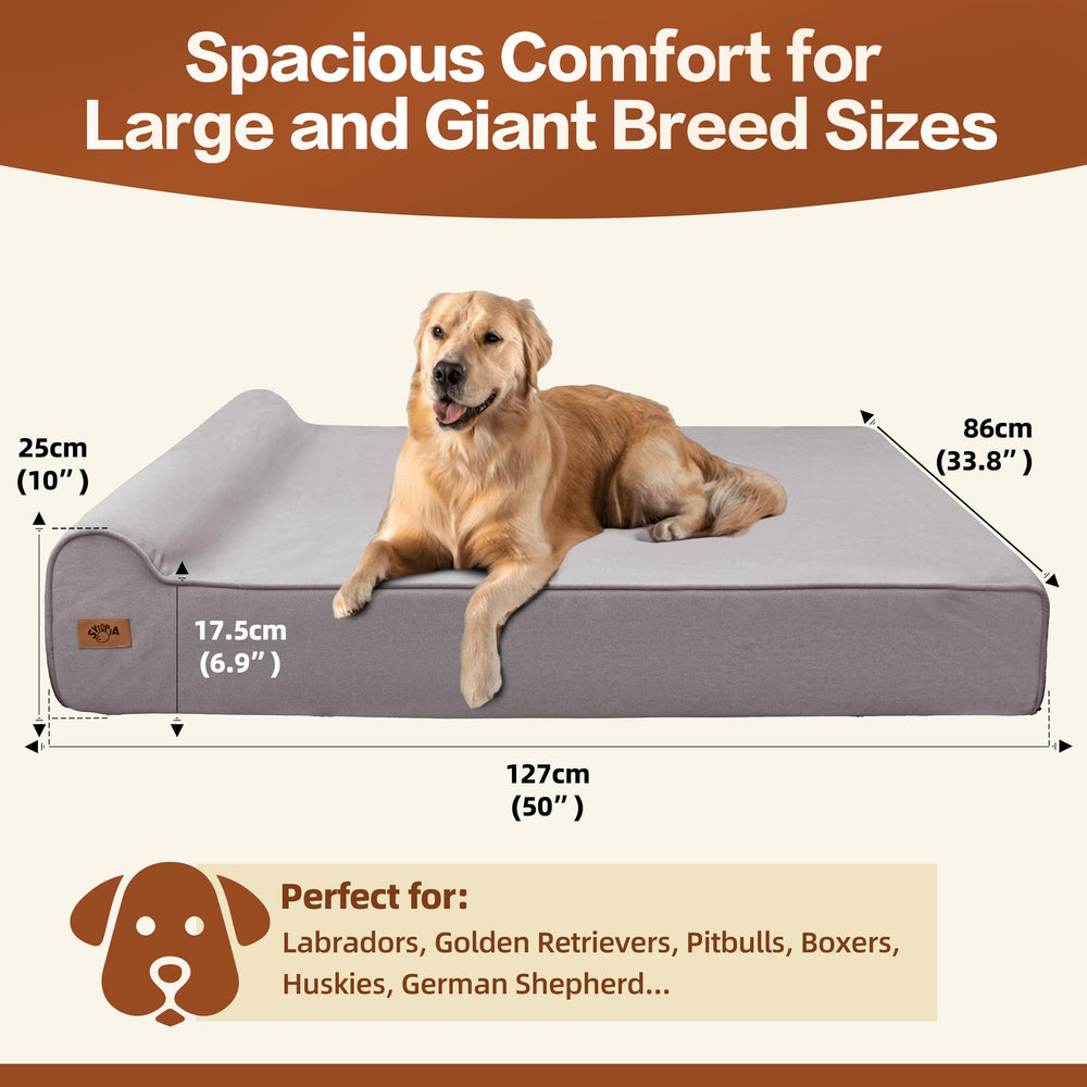 Sytopia XXL memory foam dog bed side view emphasizing easy-access lowered entrance