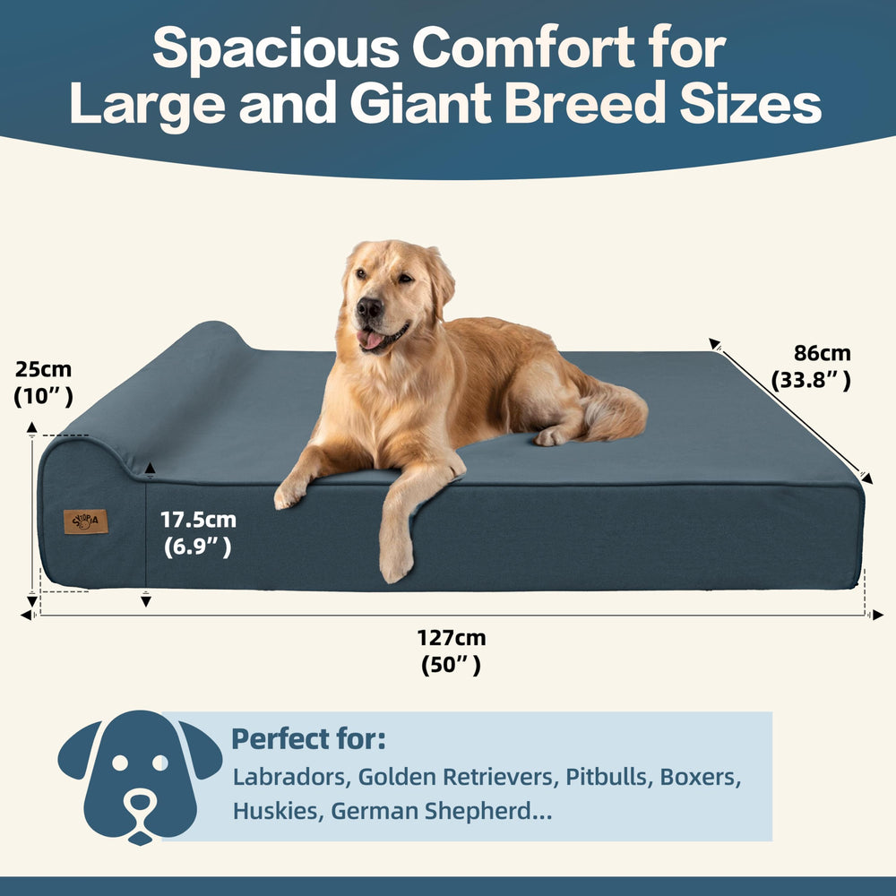 Sytopia XXL memory foam dog bed side view showing built-in bolster support