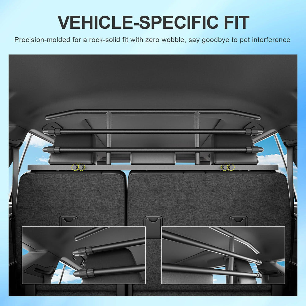 SZYANG dog barrier installation parts demonstrate easy, screwdriver-based setup for secure trunk mounting.