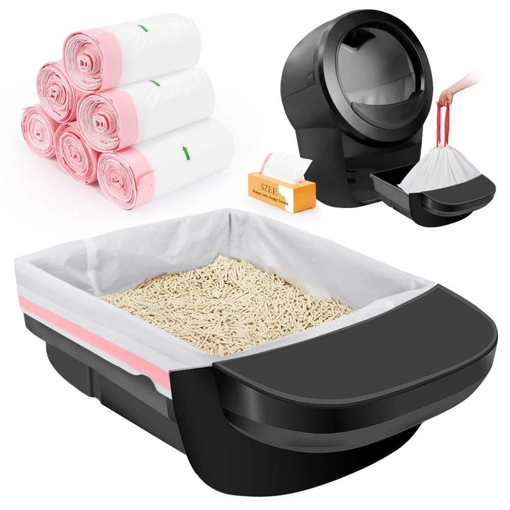SZEE 120-pack waste bags in box packaging for easy access beside the litter box.