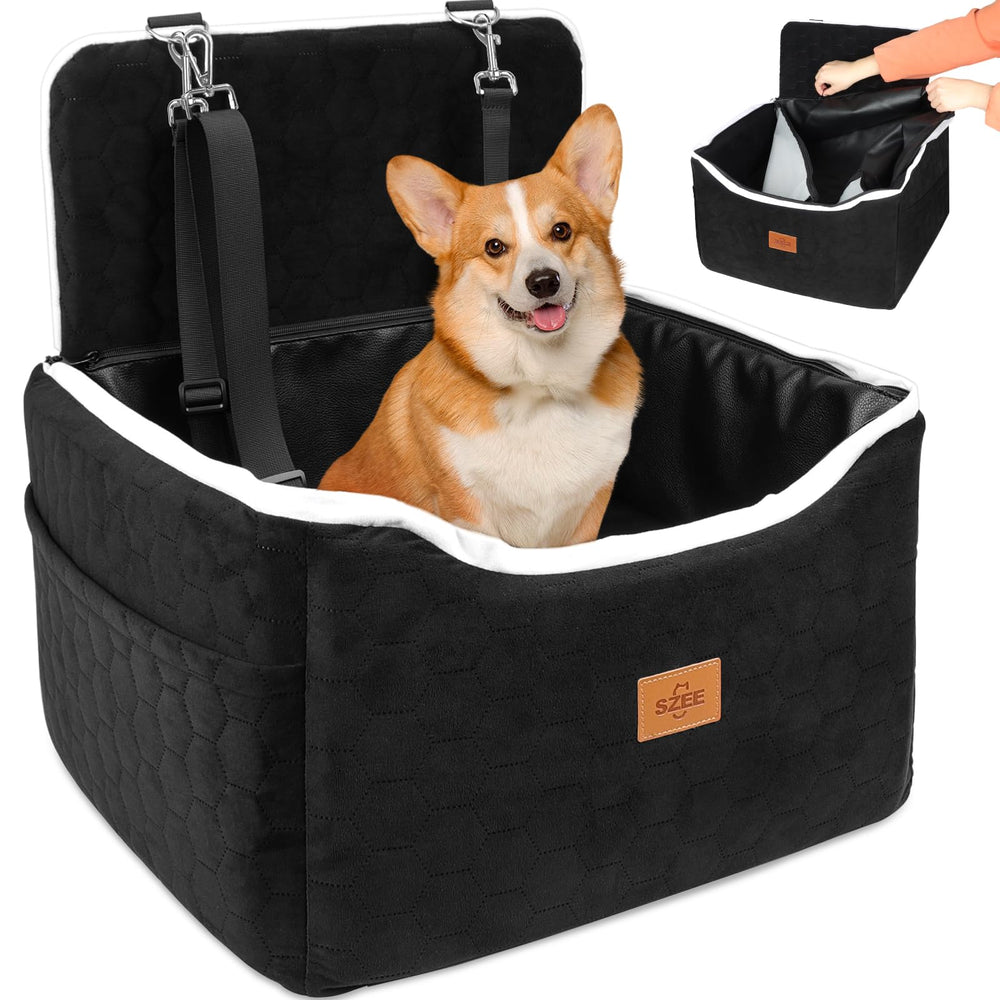 SZEE dog car seat universal fit offers elevated view for small and medium dogs.