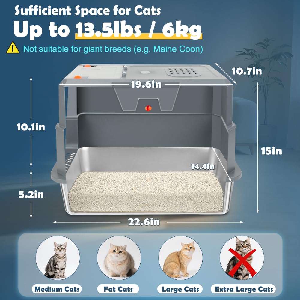 SZEE fully enclosed design with odor control keeps litter odor contained for a cleaner room.