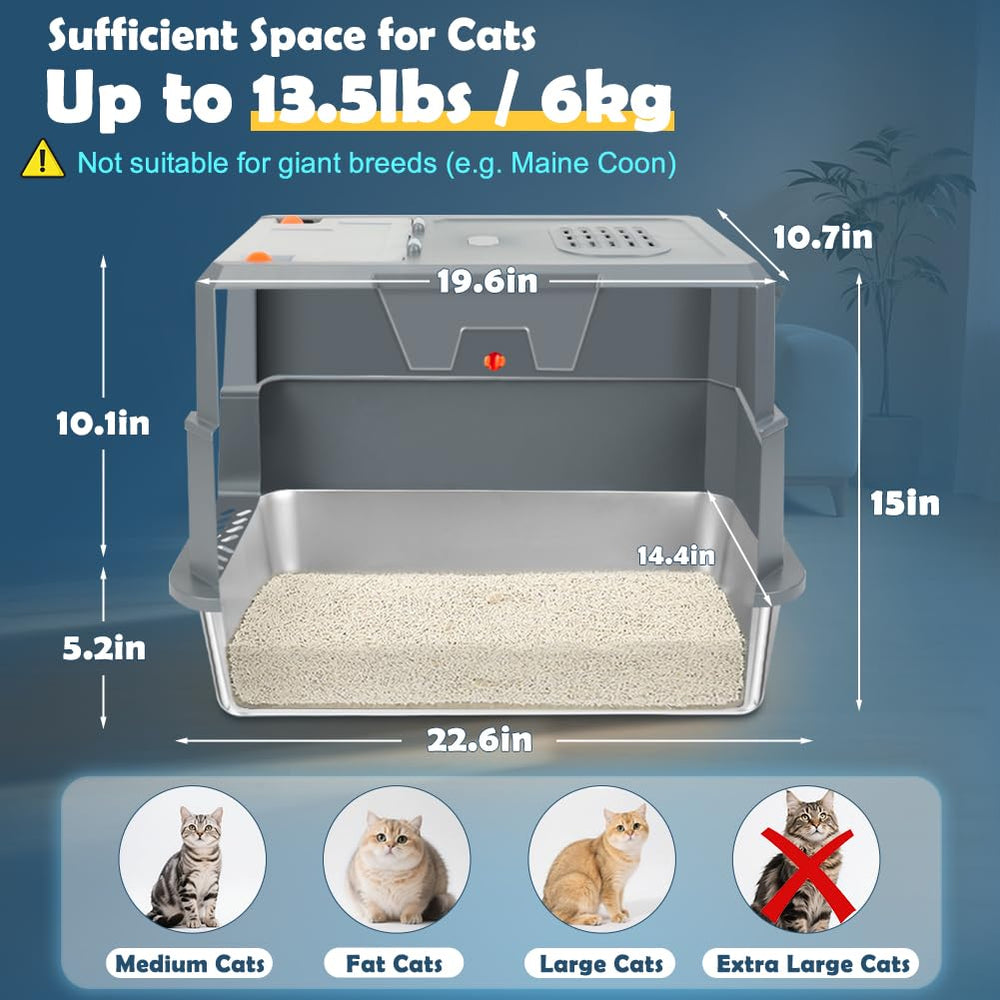 SZEE fully enclosed design with odor control keeps litter odor contained for a cleaner room.